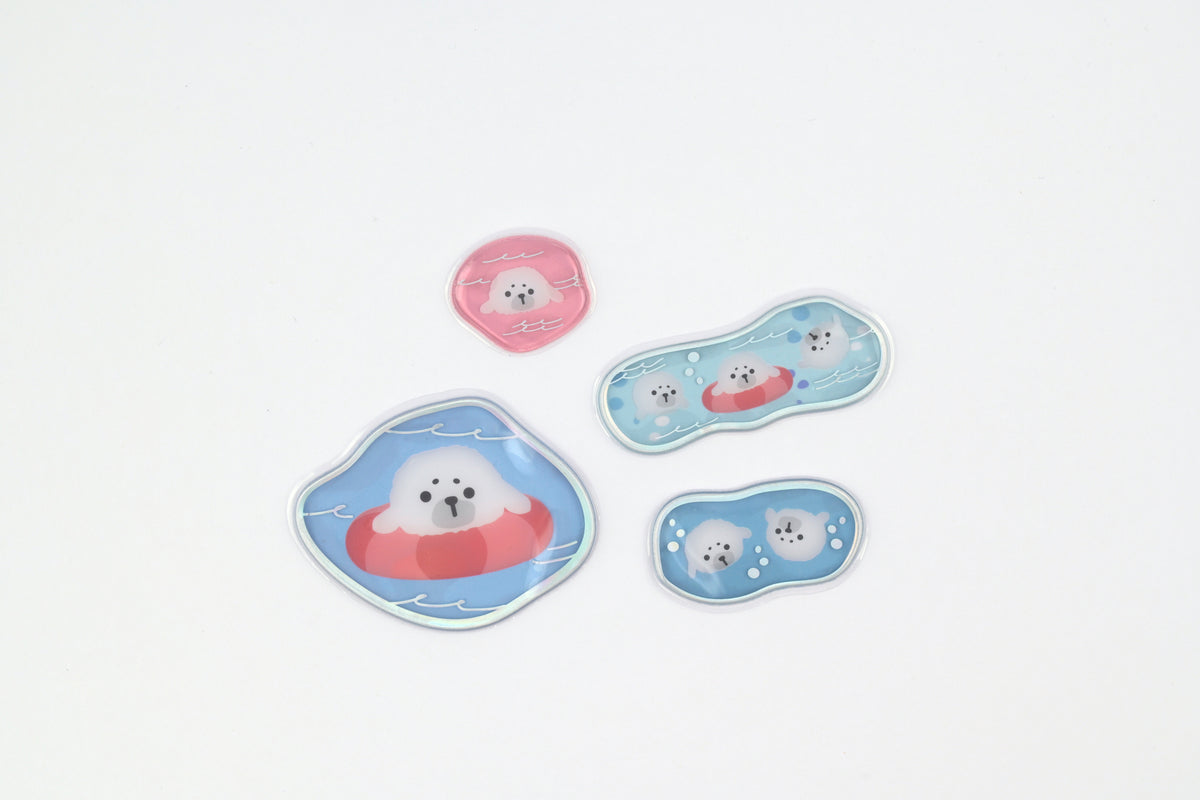 LABCLIP Clear Flake Stickers - Trio Animals - Spotted Seal