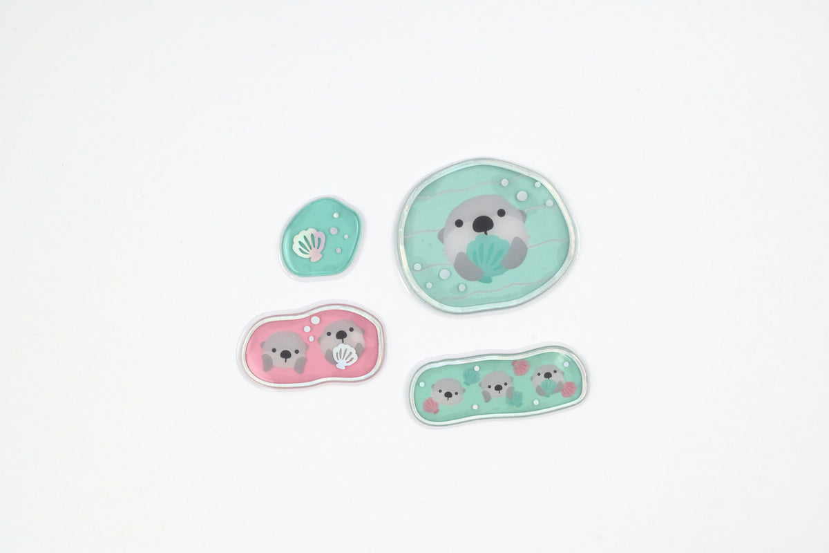 LABCLIP Clear Flake Stickers - Trio Animals - Sea Otter