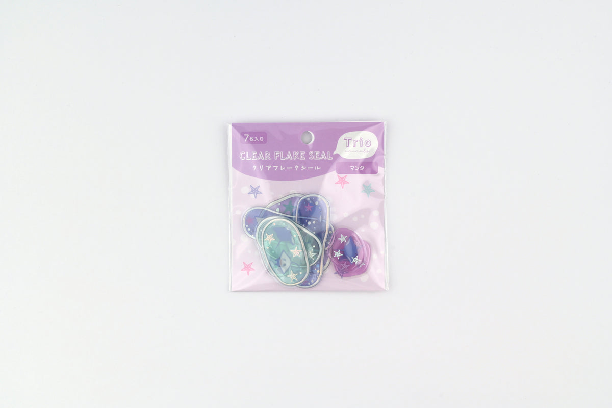 LABCLIP Clear Flake Stickers - Trio Animals - Manta Ray