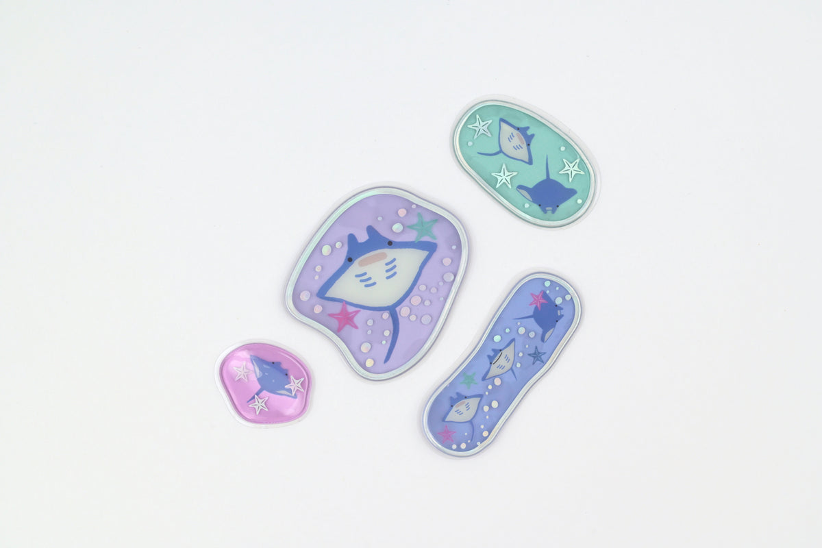 LABCLIP Clear Flake Stickers - Trio Animals - Manta Ray