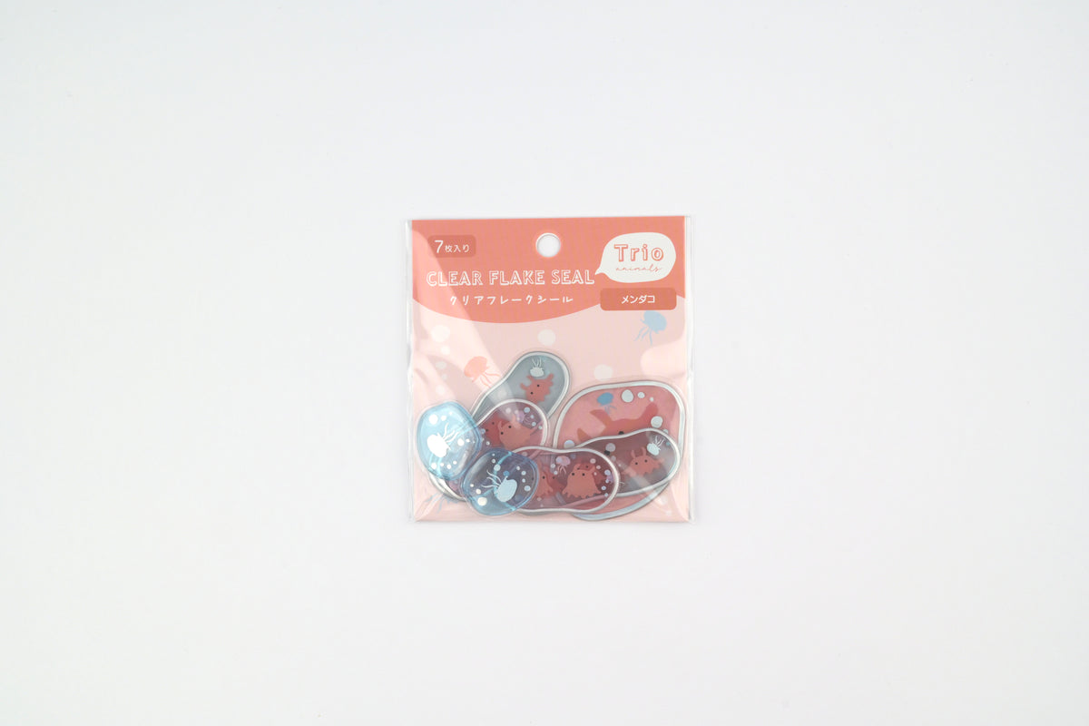 LABCLIP Clear Flake Stickers - Trio Animals - Flapjack Octopus