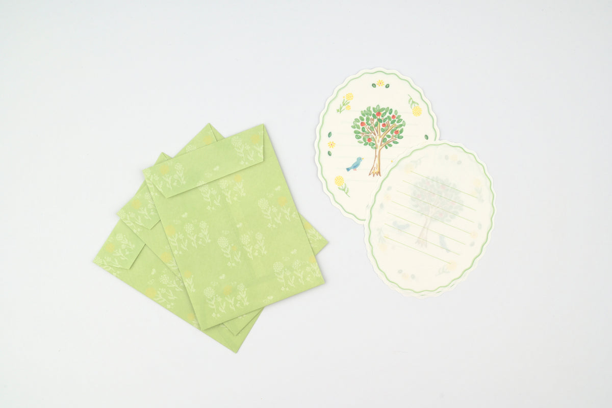 Ryu-Ryu x Honjo Ayako Mini Letter Set - Pale Watercolor - Blue Bird