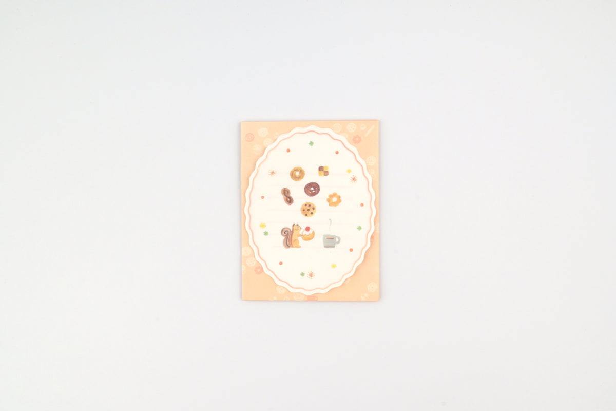 Ryu-Ryu x Honjo Ayako Mini Letter Set - Pale Watercolor - Squirrel and Snacks