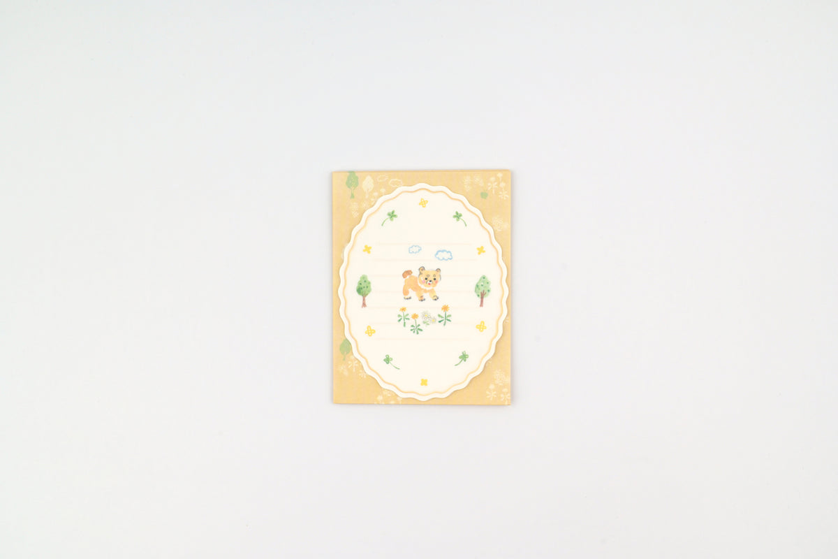 Ryu-Ryu x Honjo Ayako Mini Letter Set - Pale Watercolor - Dog on a Walk