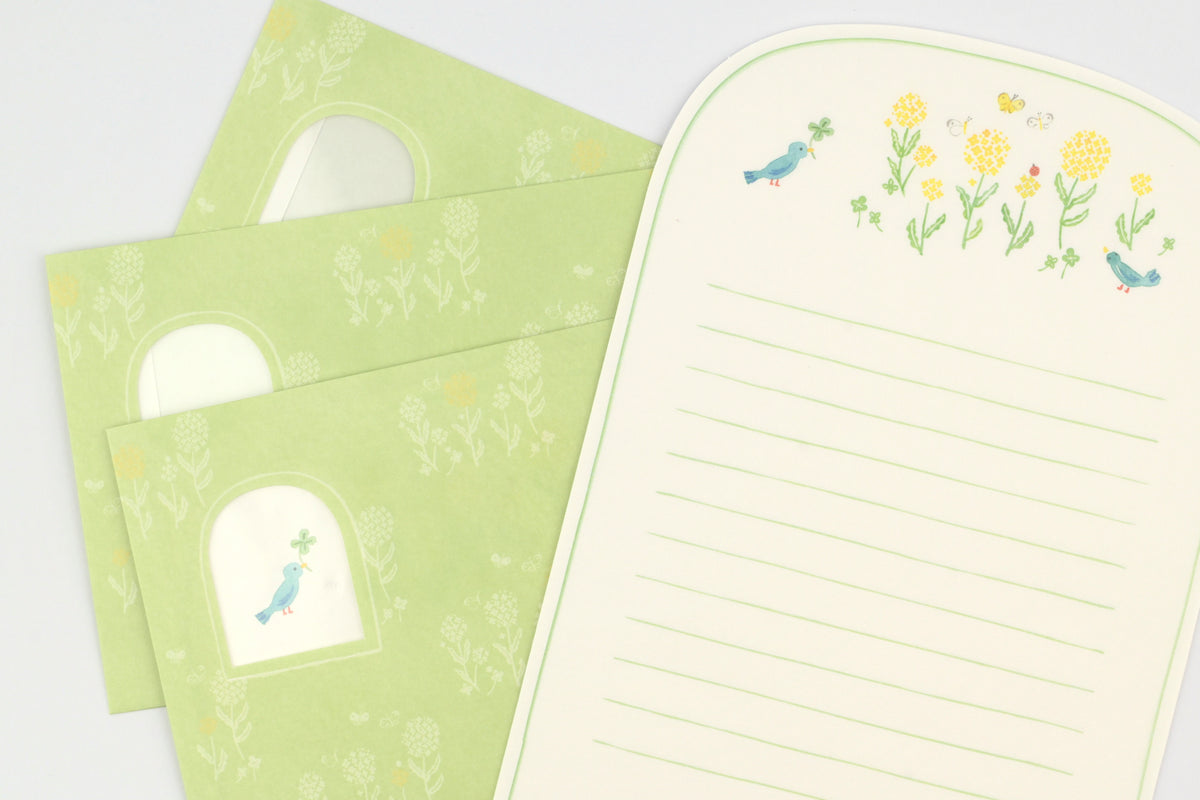 Ryu-Ryu x Honjo Ayako Letter Set - Pale Watercolor - Blue Bird