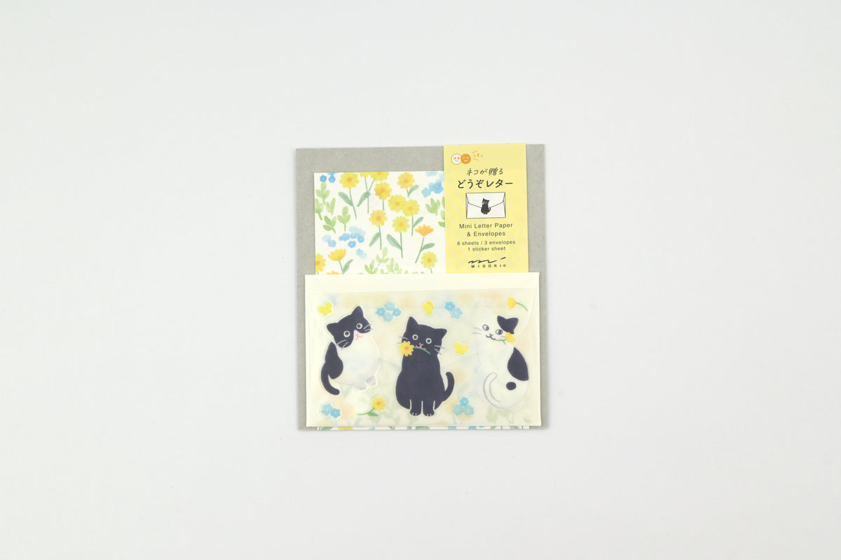 Midori Mini Letter Set with Stickers - For You - Cat