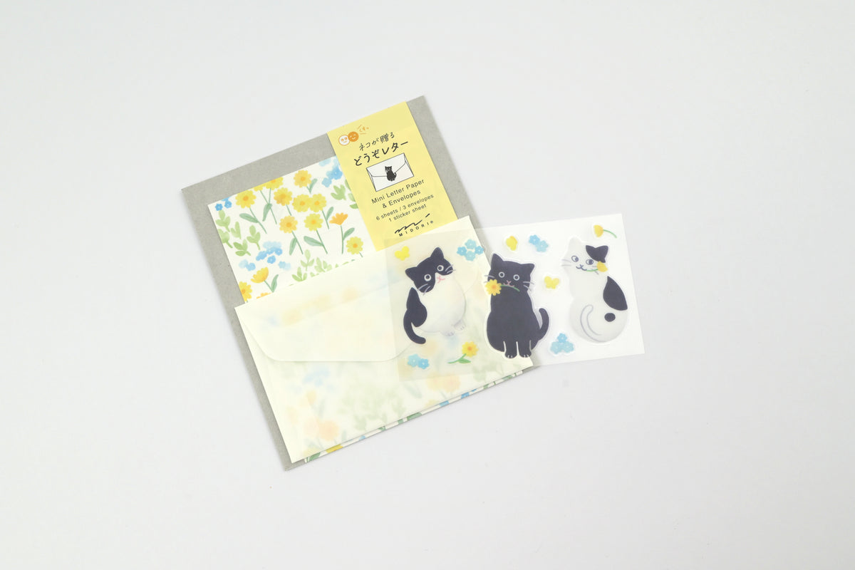 Midori Mini Letter Set with Stickers - For You - Cat