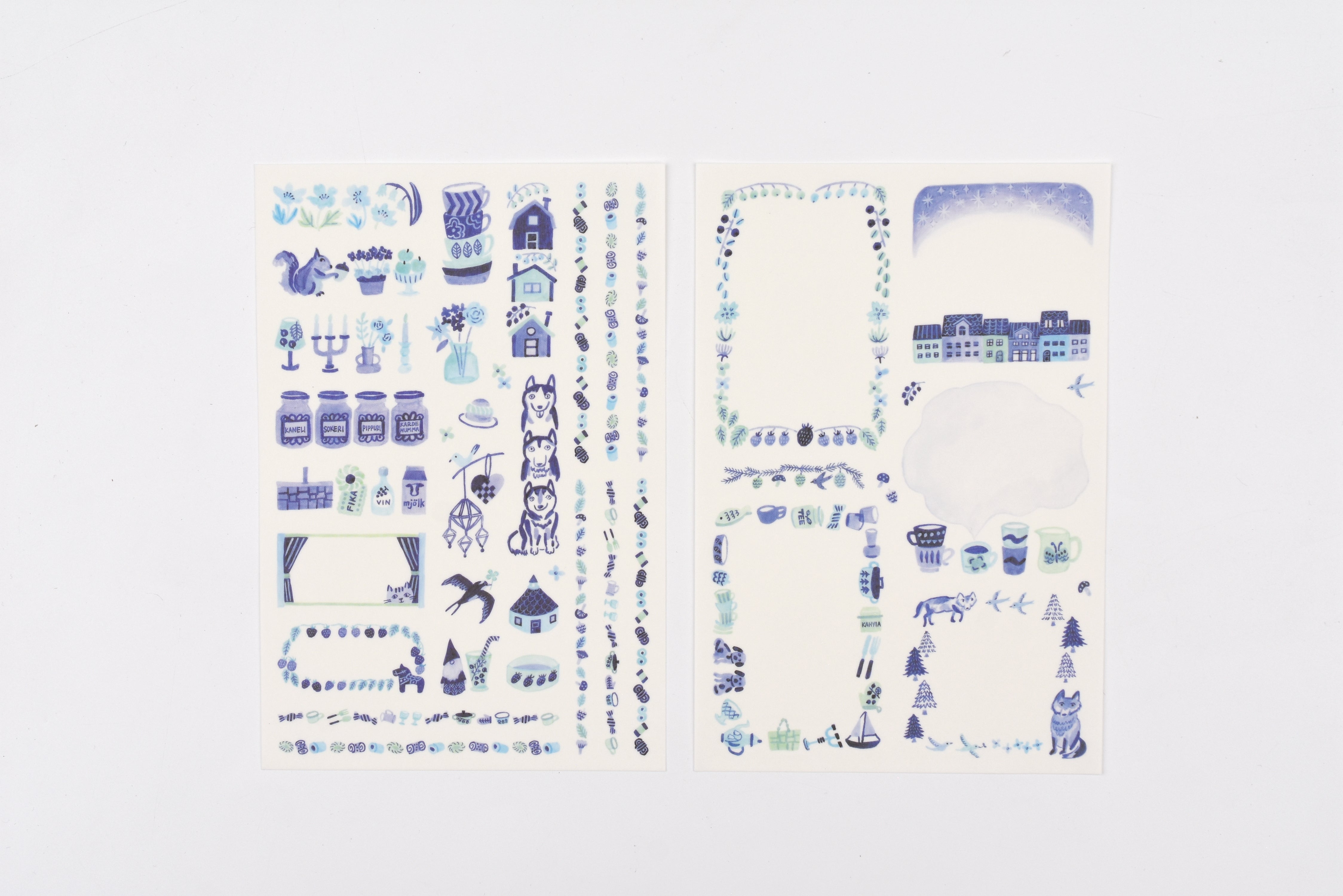 Yuru Log 2 Sheets Sticker - Blue Nordic
