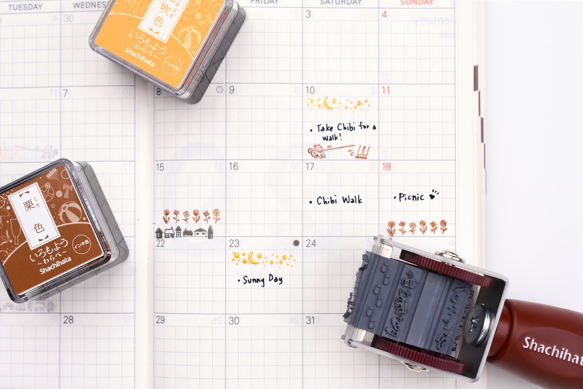 Shachihata Rotating Decoration Mini Stamp - Pattern