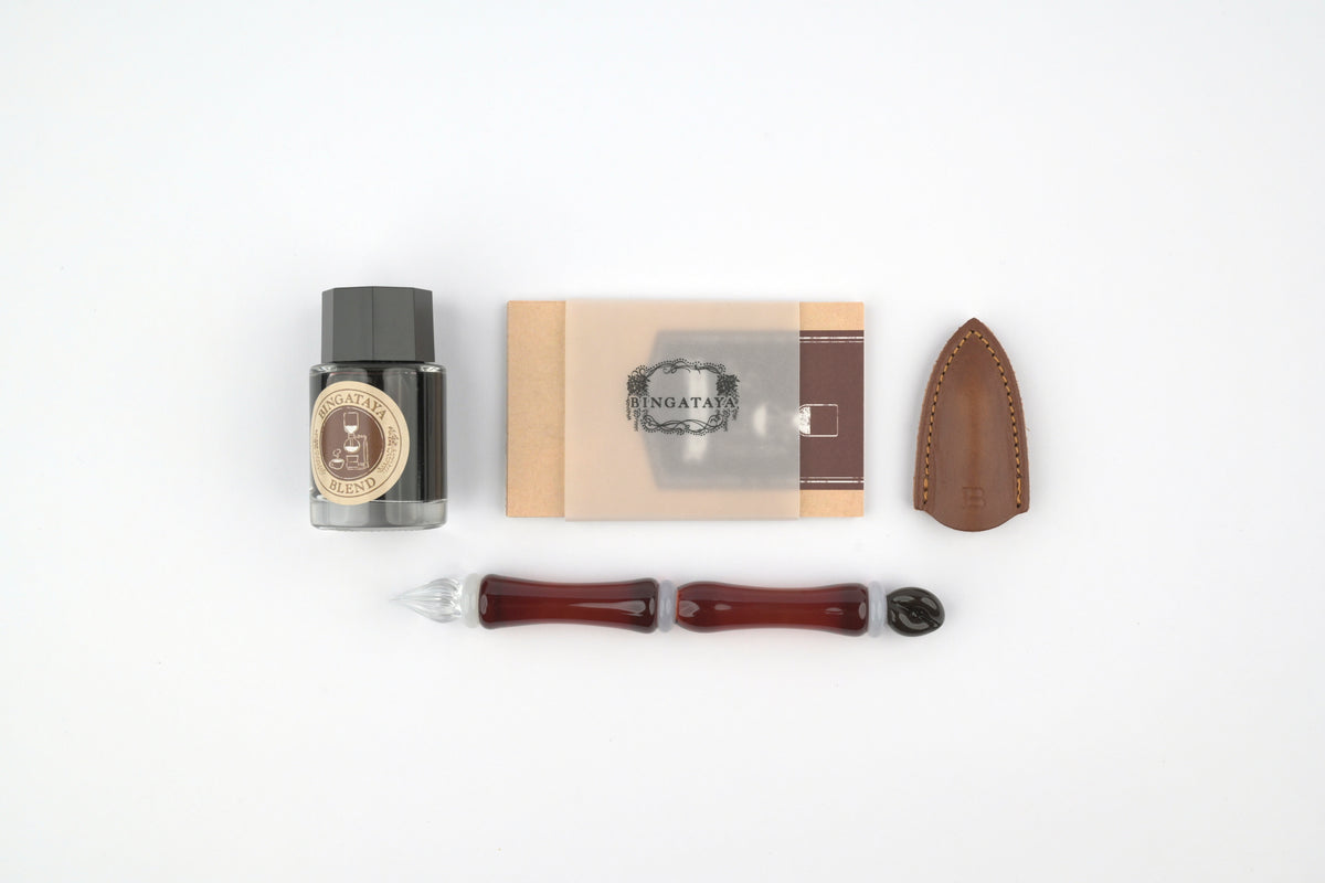 BINGATAYA Glass Dip Pen Set - Brown