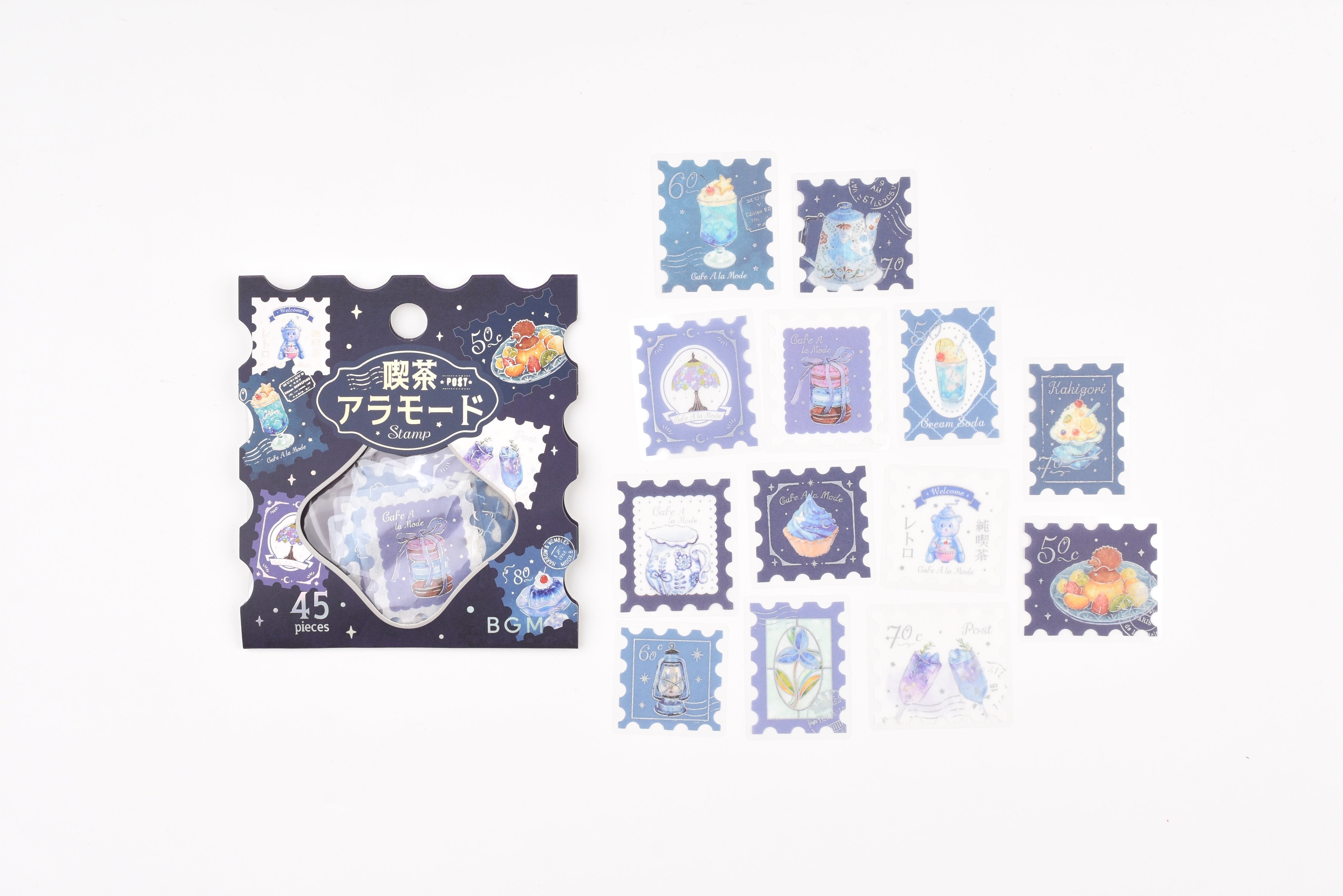 BGM Flake Sticker - Foil Stamping - Cafe A La Mode - Post Office - Blue