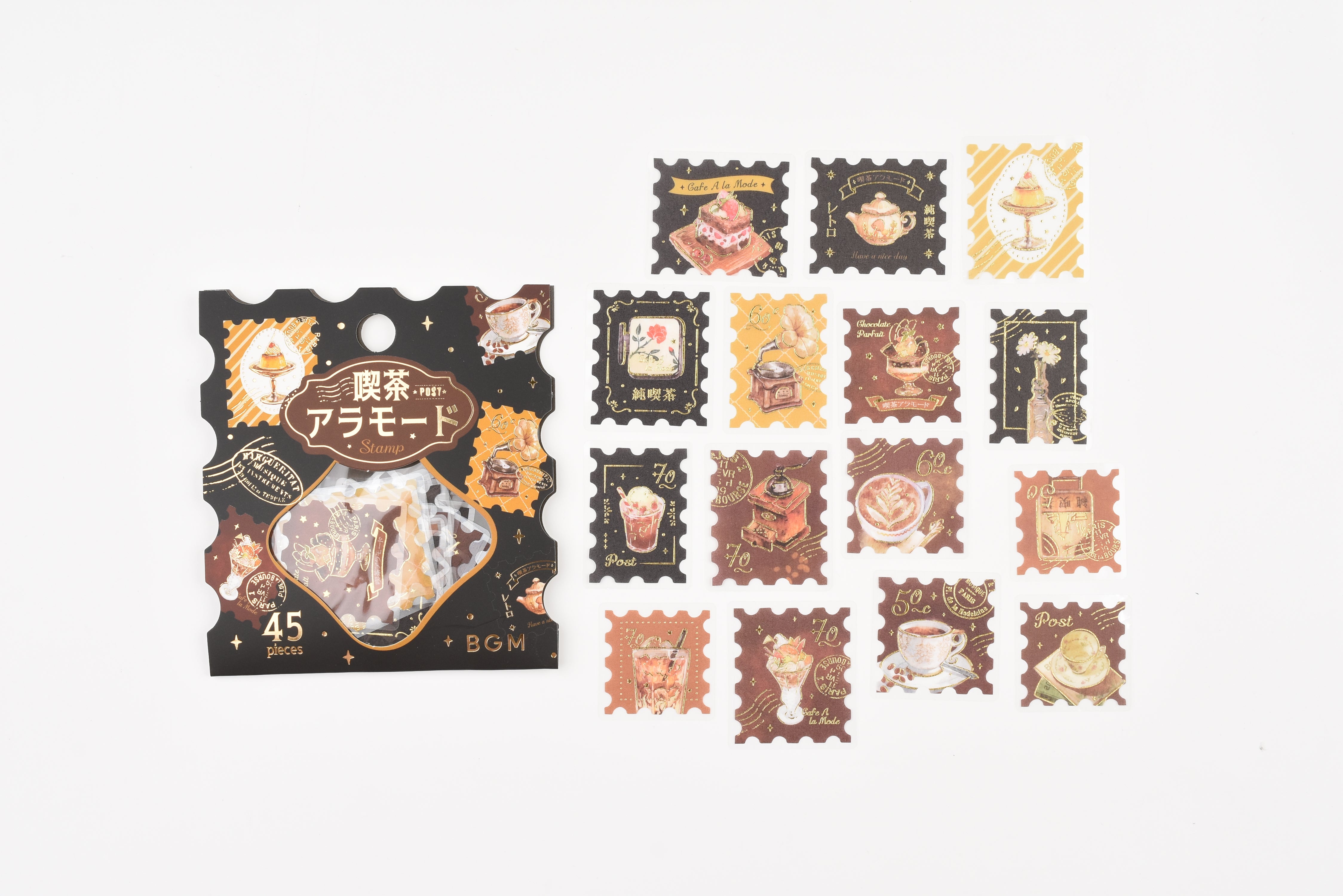 BGM Flake Sticker - Foil Stamping - Cafe A La Mode - Post Office - Brown