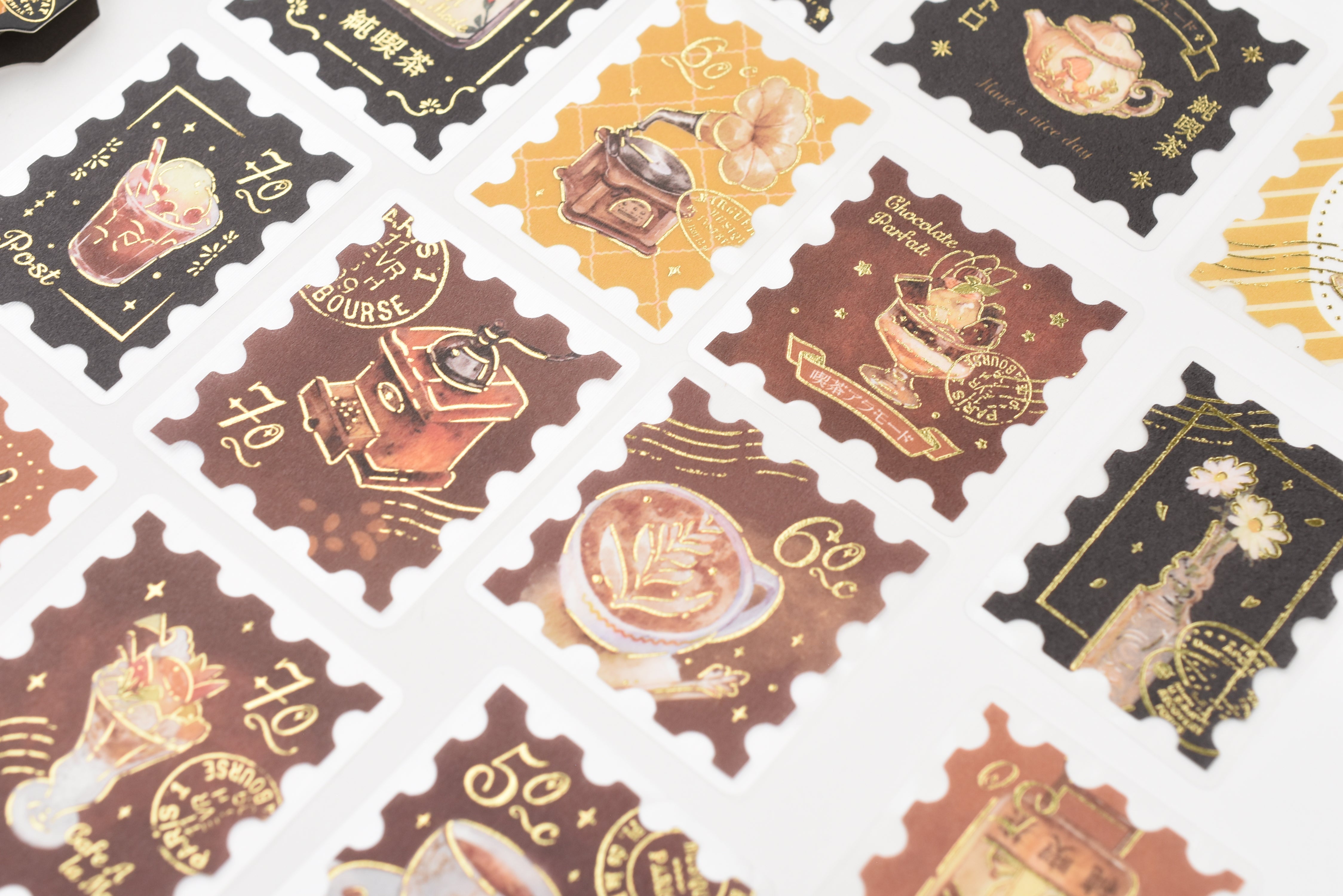BGM Flake Sticker - Foil Stamping - Cafe A La Mode - Post Office - Brown