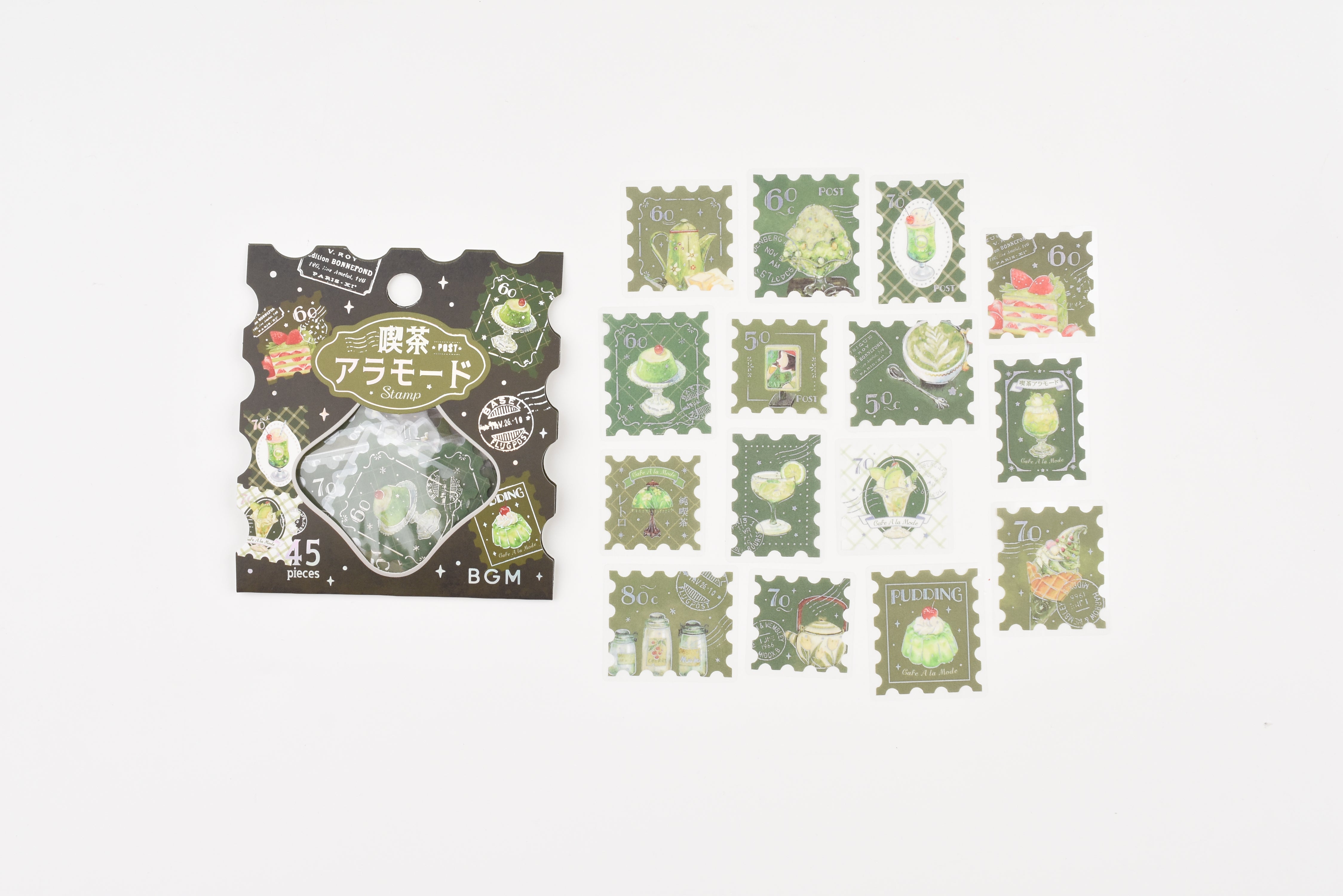 BGM Flake Sticker - Foil Stamping - Cafe A La Mode - Post Office - Green