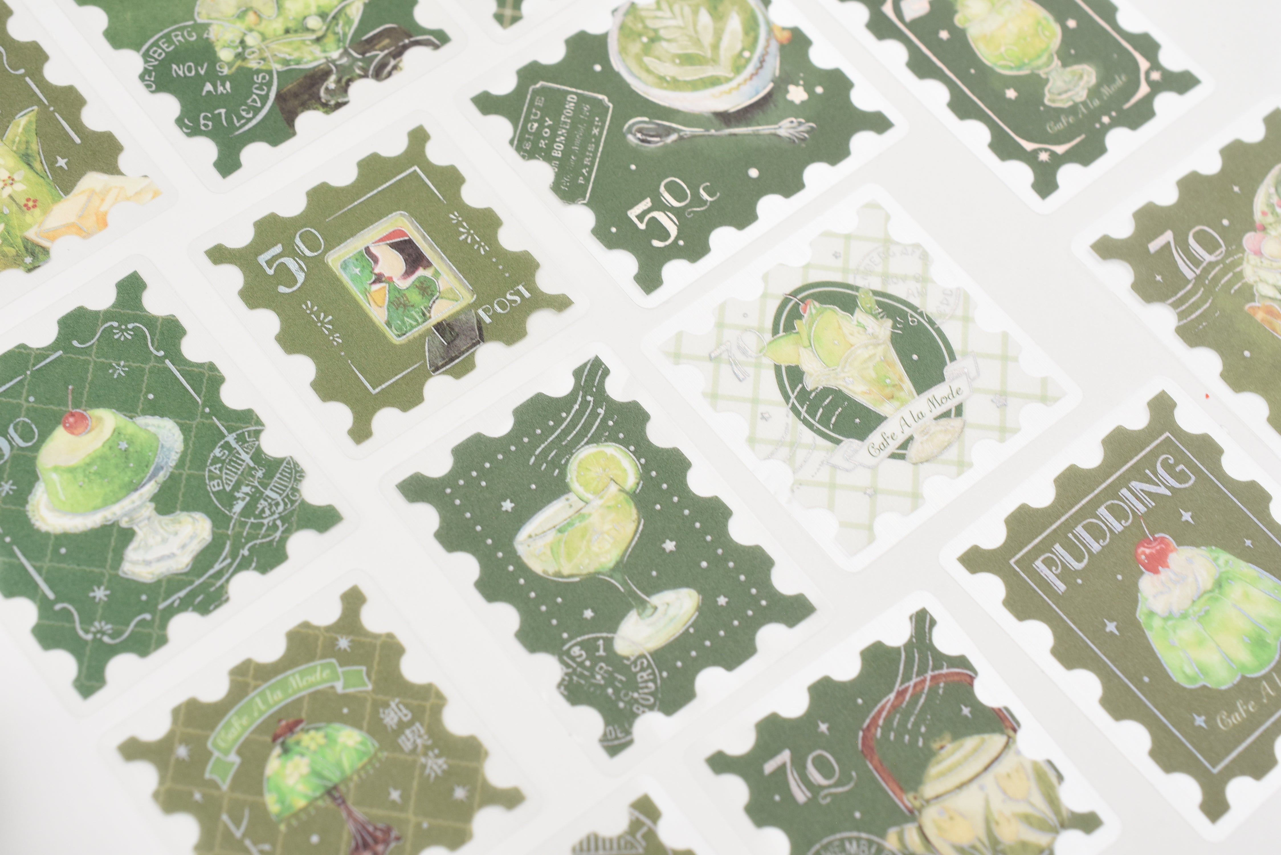 BGM Flake Sticker - Foil Stamping - Cafe A La Mode - Post Office - Green