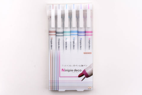 Sun-Star Ninipie Deco Dual Tip Pen - 6 Color Set