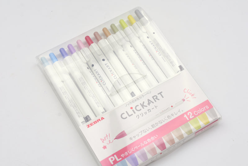 Zebra ClickArt Click Marker - Set of 12 Colors - Pastel – Yoseka Stationery