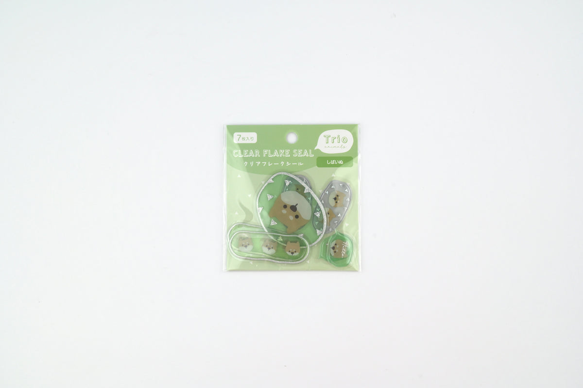 LABCLIP Clear Flake Stickers - Trio Animals - Shiba Inu