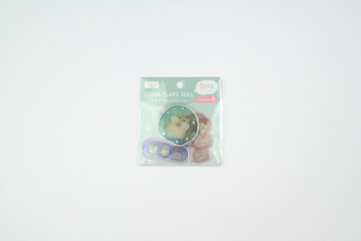 LABCLIP Clear Flake Stickers - Trio Animals - Hamster