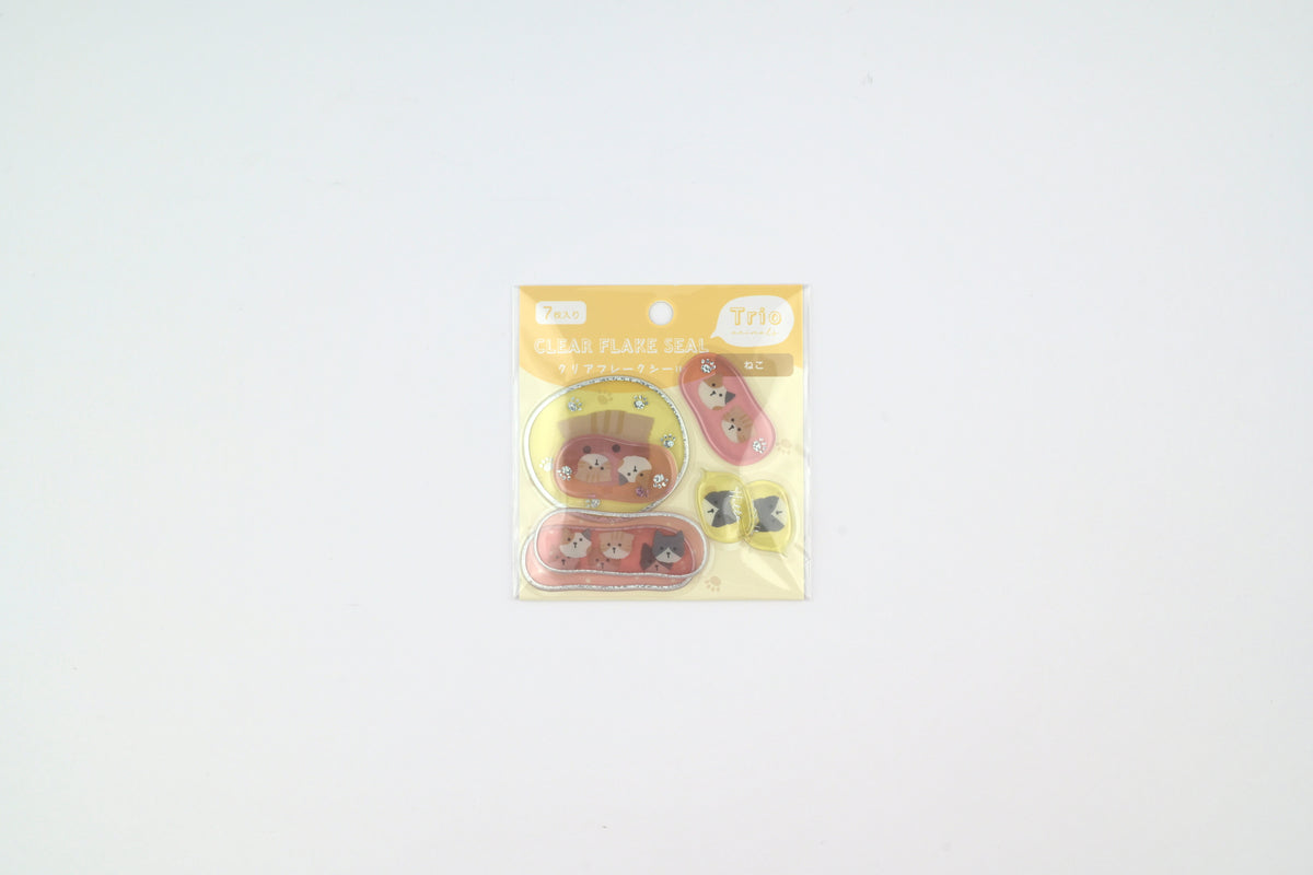 LABCLIP Clear Flake Stickers - Trio Animals - Cat