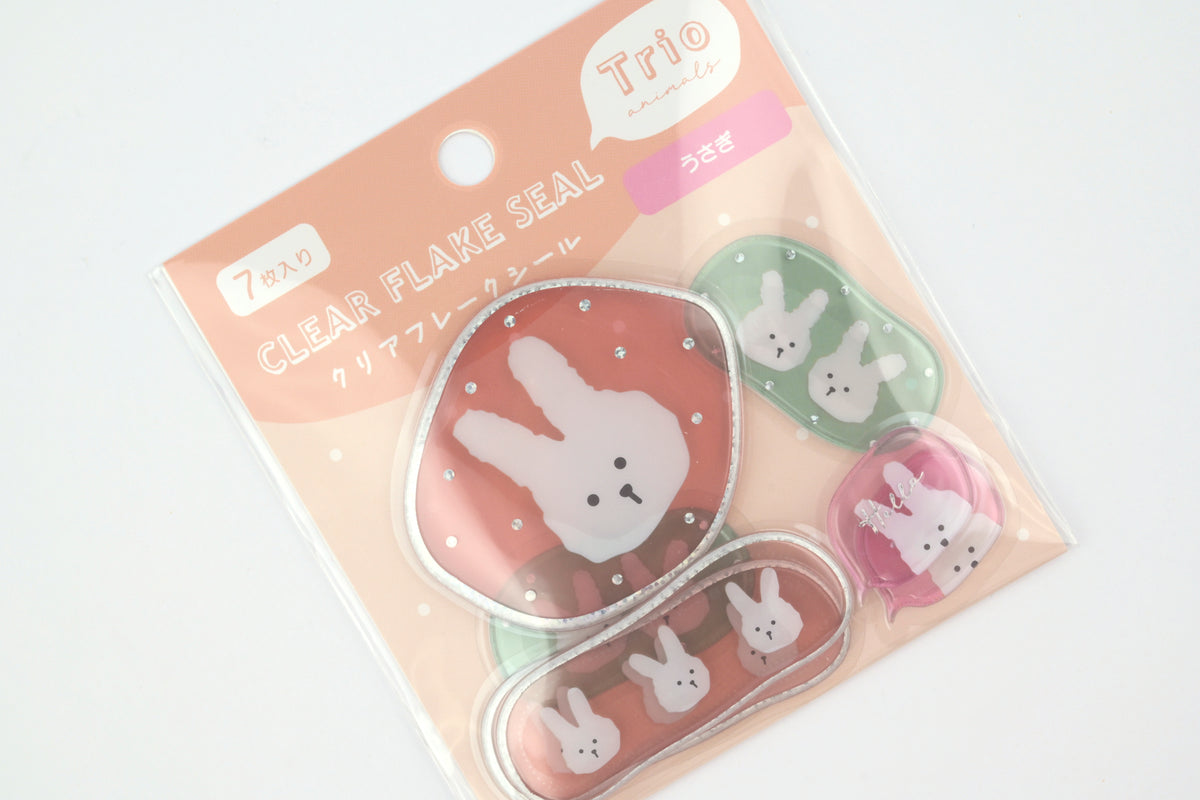 LABCLIP Clear Flake Stickers - Trio Animals - Rabbit