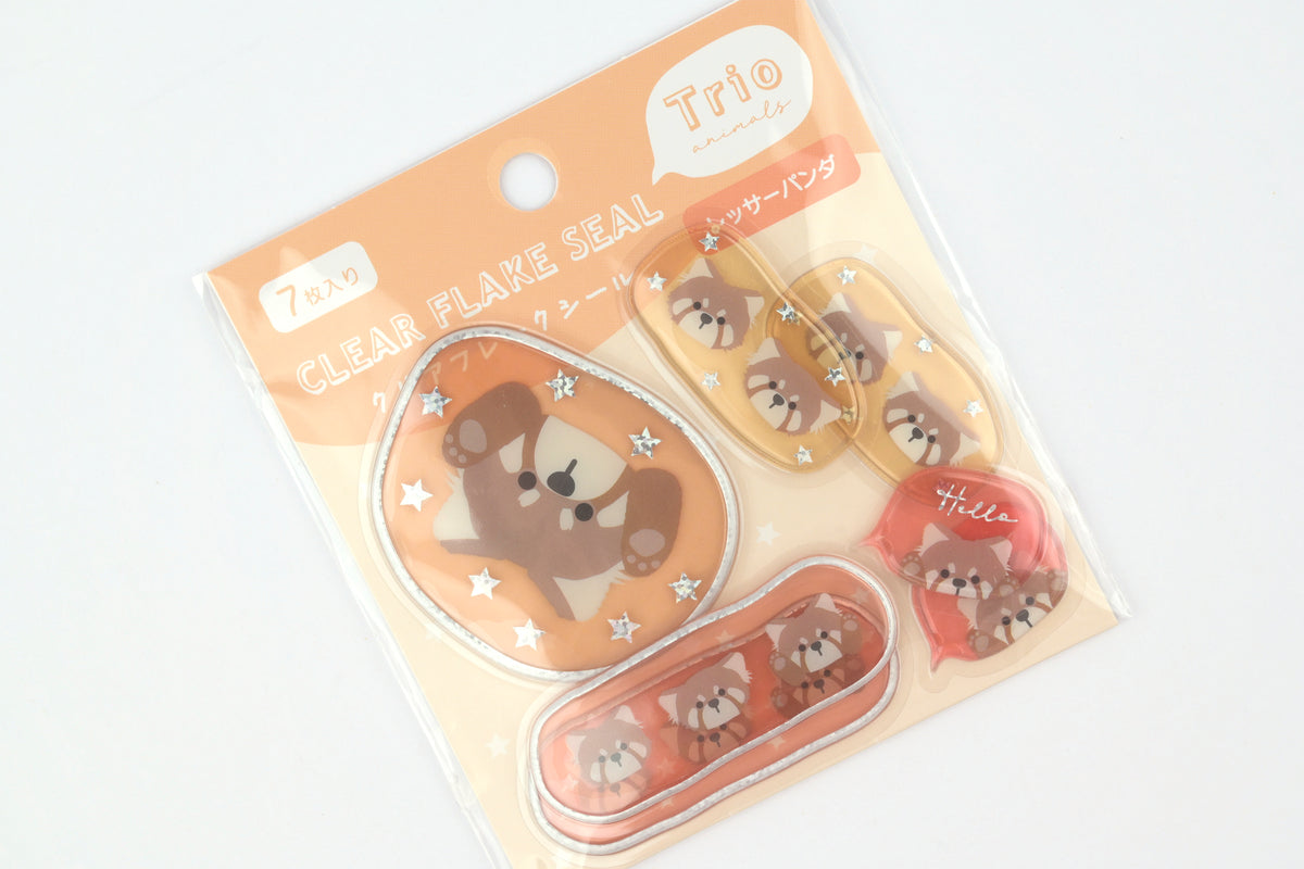 LABCLIP Clear Flake Stickers - Trio Animals - Red Panda