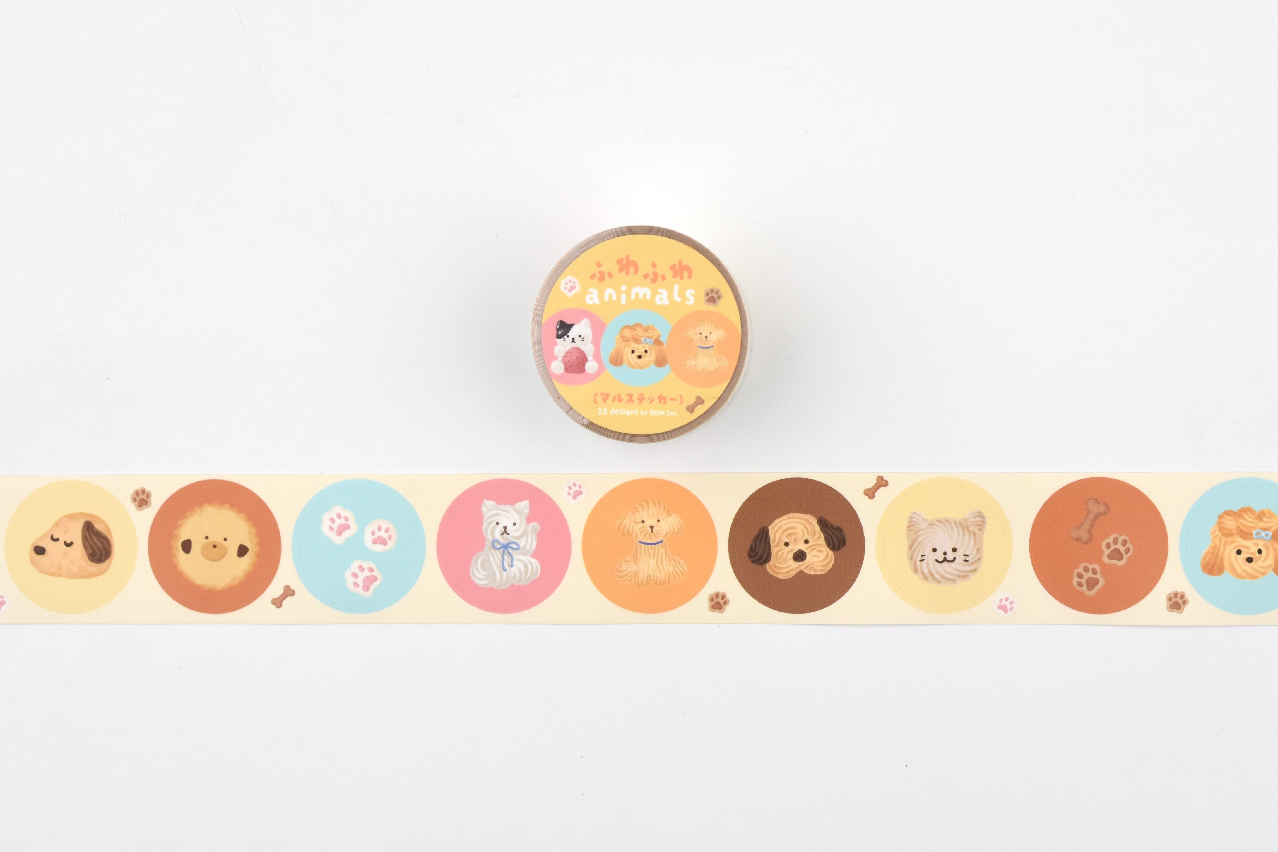 BGM Roll Sticker - Round - Fluffy Animals