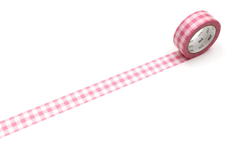 mt Washi Tape - basic - Stipe Checkered Pink