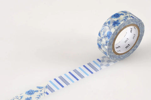 mt ex Washi Tape - Flower Dark Blue