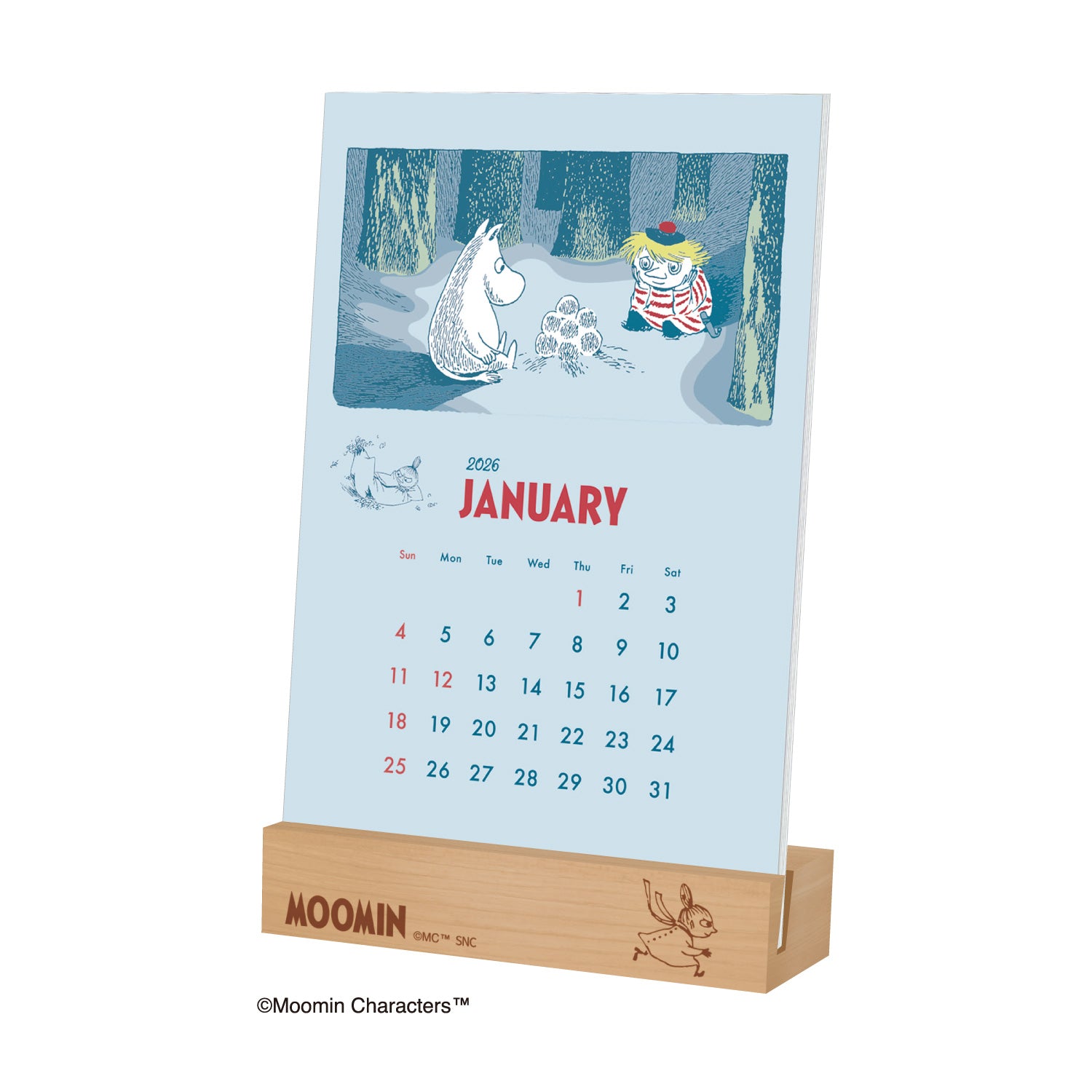 Shinnippon 2026 - Moomin Desk Calendar with Wooden Stand