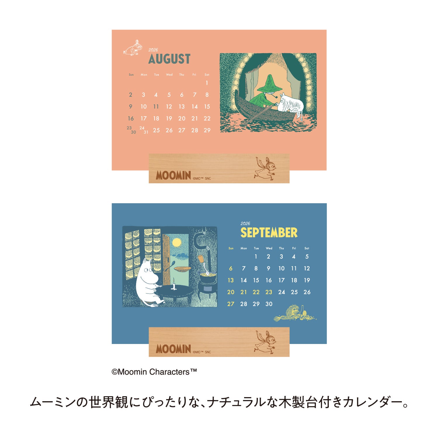 【新品】monimo Desk Calendar 2026年 Shinnippon 2026 - Moomin Desk Calendar with Wooden Stand – Yoseka