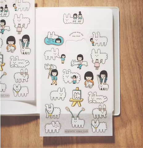 Yohand Studio Print-on Sticker Sheets - Fluffy Cloud Dog