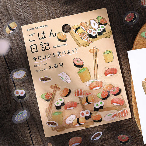 BGM Deco Clear Sticker - Food Diary - Sushi