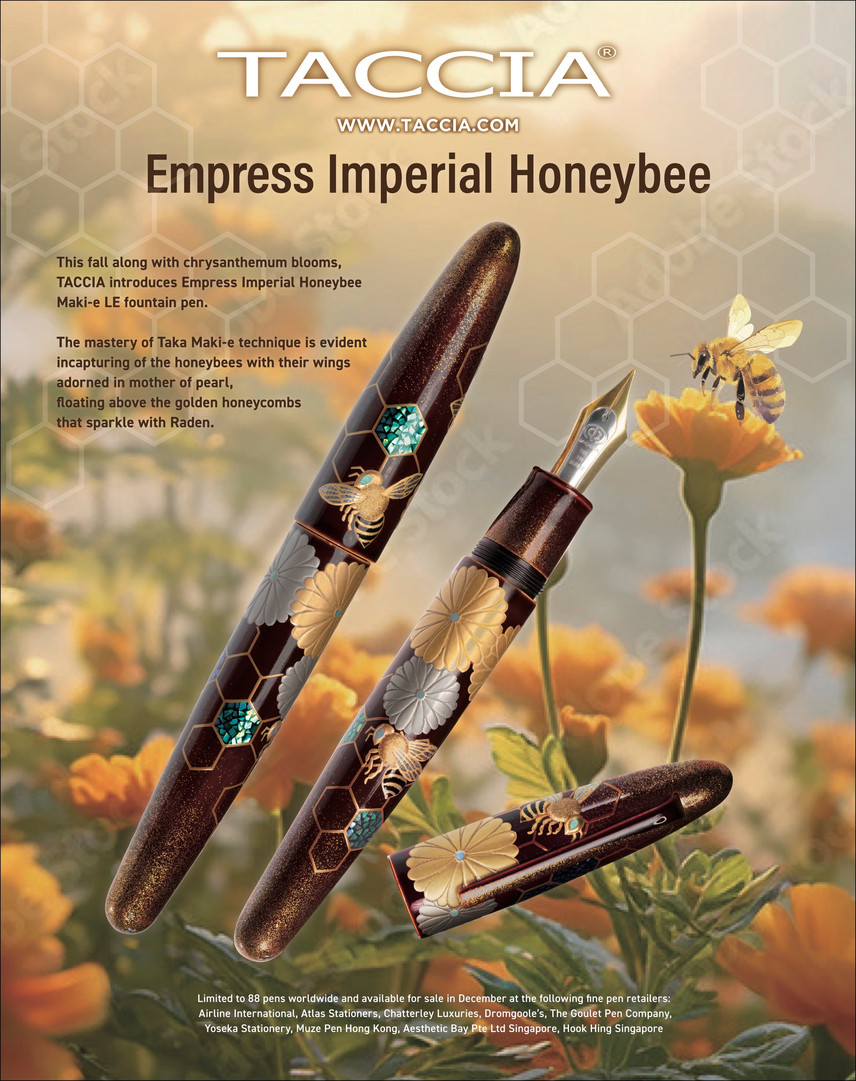 Taccia Empress Fountain Pen - Imperial Honeybee - Limited Edition (Coming Soon)