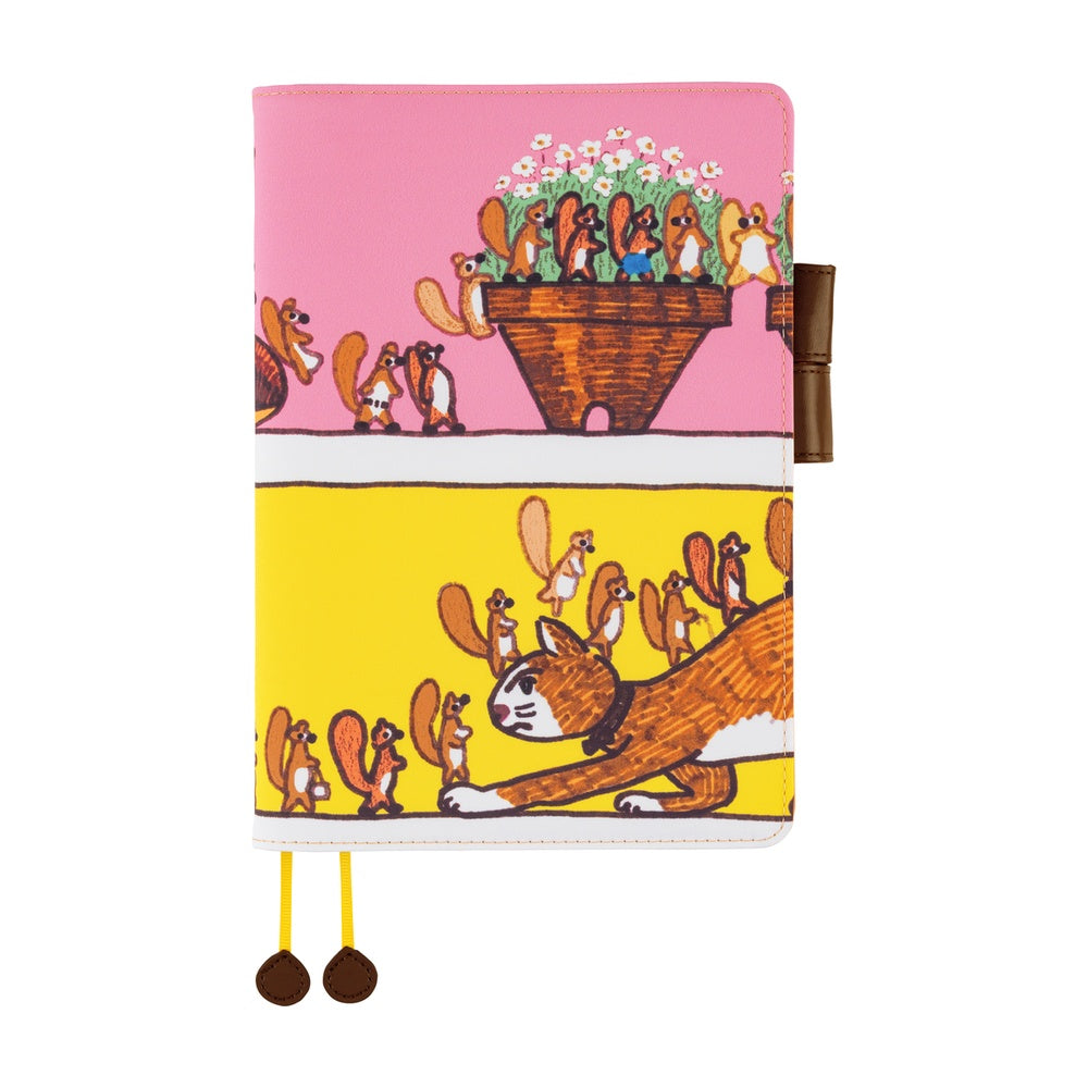 Hobonichi Techo Cousin Book & Cover 2026 - 100%ORANGE: Where’s the Squirrel Going - A5