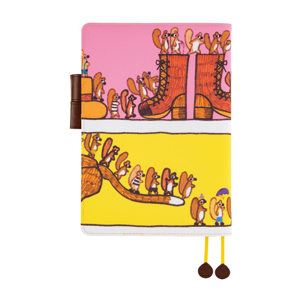 Hobonichi Techo Cousin Book & Cover 2026 - 100%ORANGE: Where’s the Squirrel Going - A5