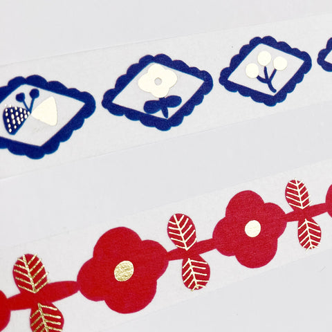 Papier Platz x kurogoma - Blue Flora Masking Tape