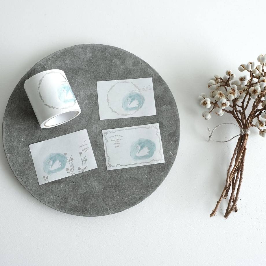 Yohaku Foil-Stamped Roll Sticky Notes - Swan