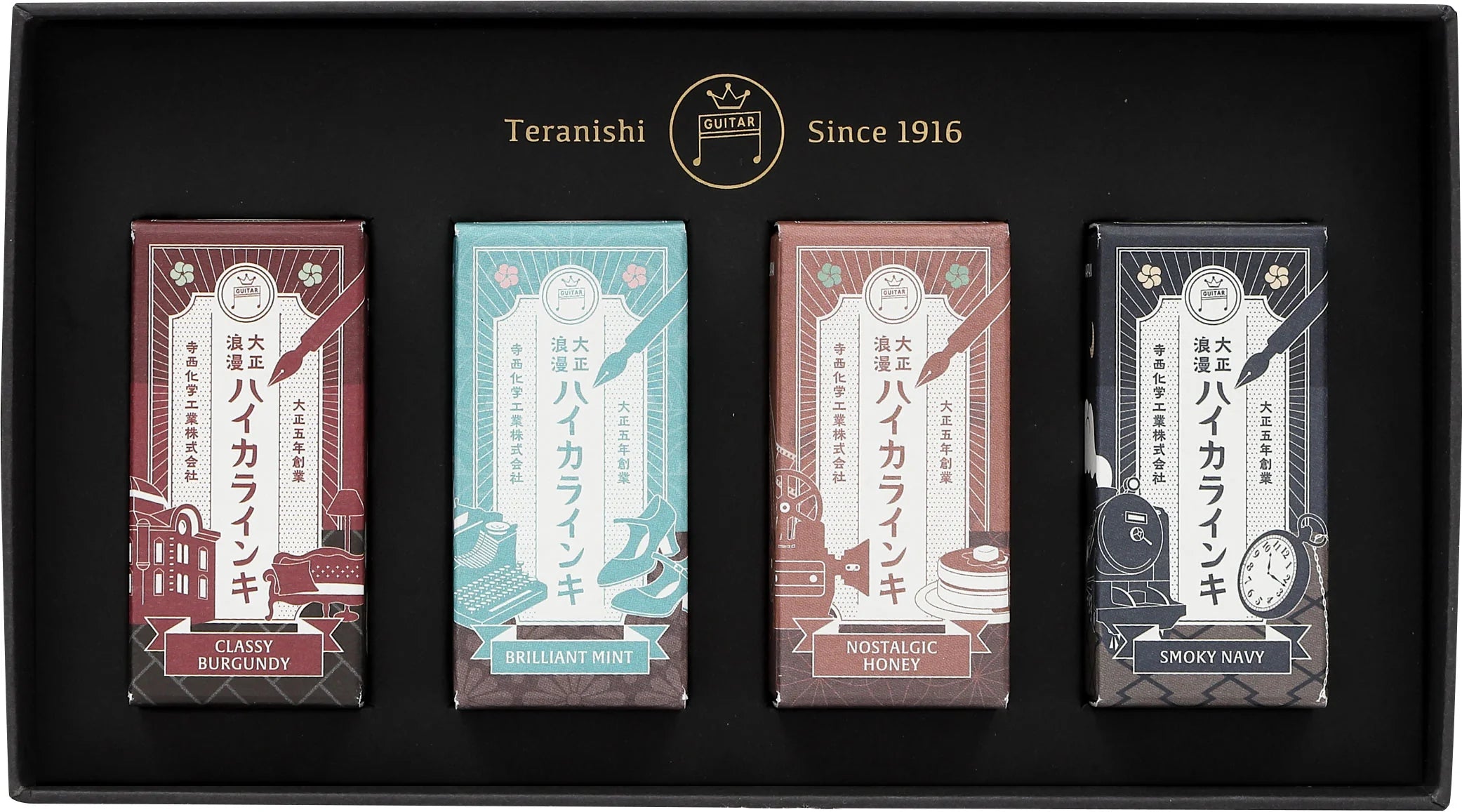 Teranishi Guitar Taisho Roman Haikara Fountain Pen Ink - Set of 4 - Romanticism - Limited Edition (Coming Soon)