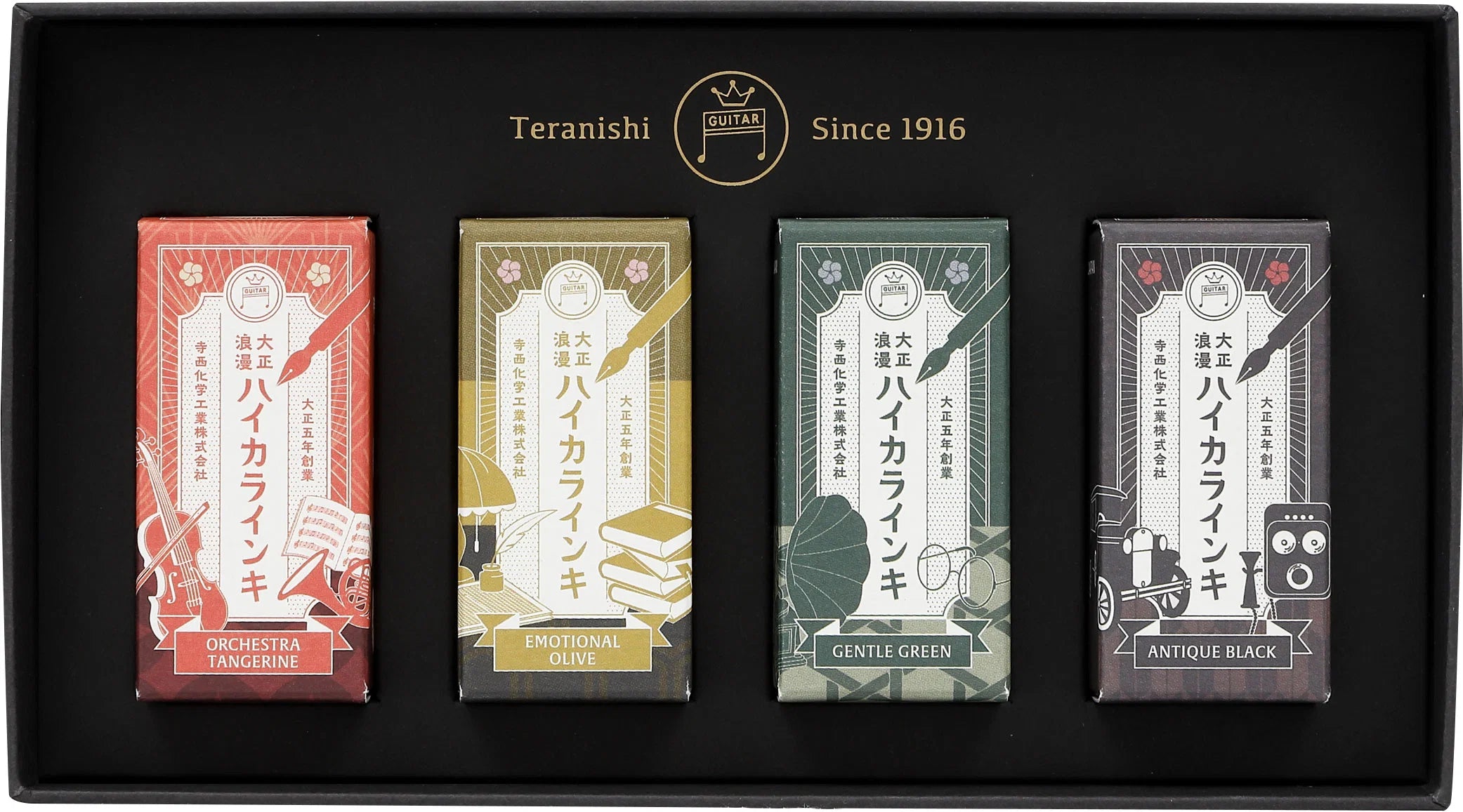 Teranishi Guitar Taisho Roman Haikara Fountain Pen Ink - Set of 4 - Esprit - Limited Edition (Coming Soon)