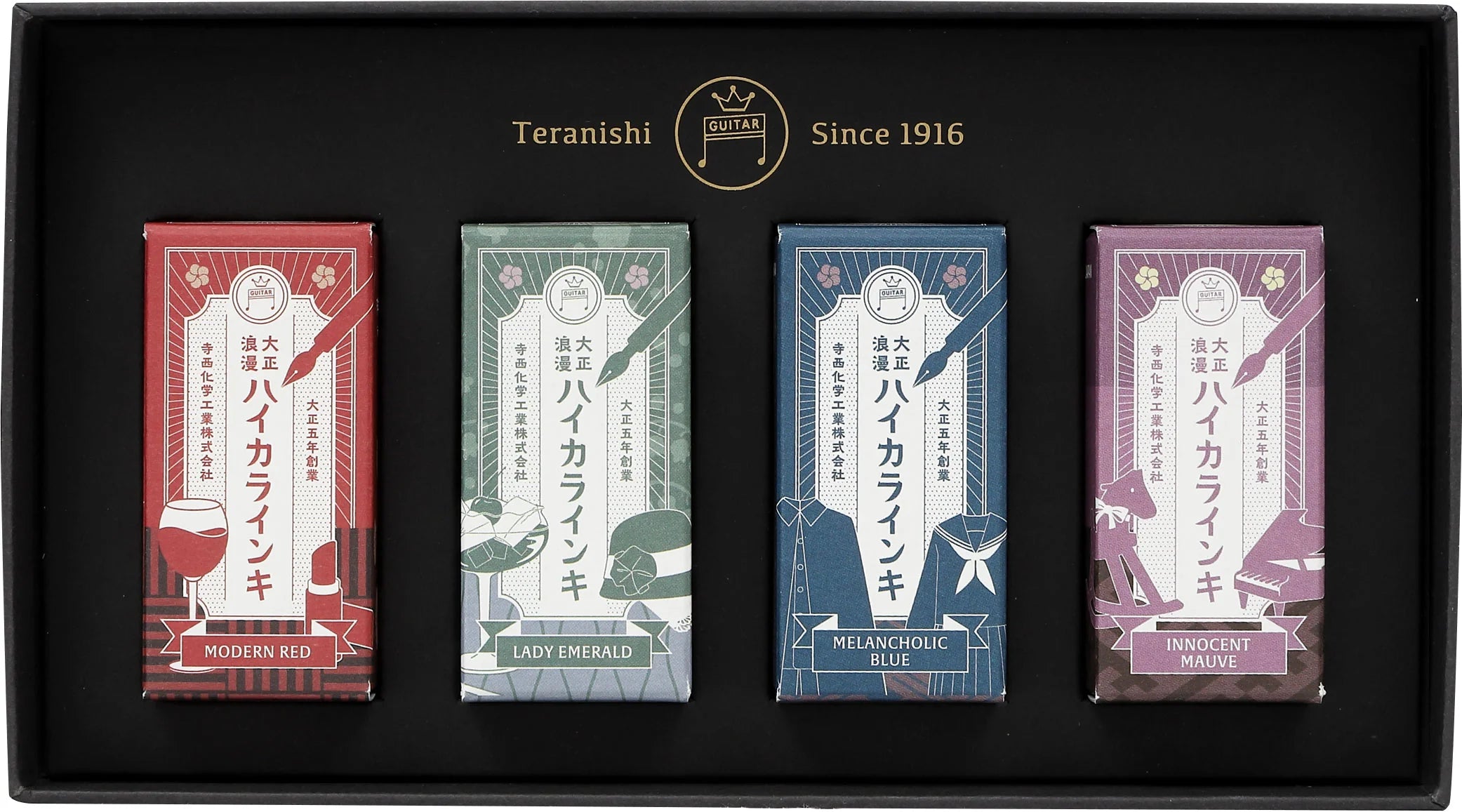 Teranishi Guitar Taisho Roman Haikara Fountain Pen Ink - Set of 4 - Sentimental - Limited Edition (Coming Soon)