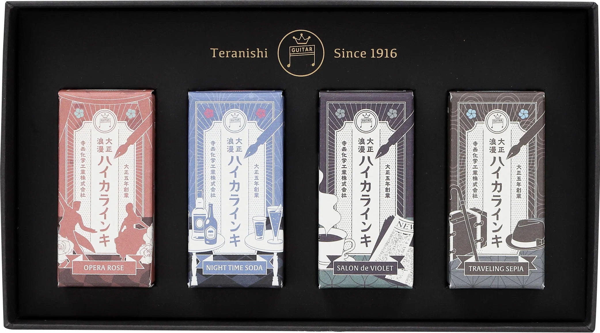 Teranishi Guitar Taisho Roman Haikara Fountain Pen Ink - Set of 4 - Metropolis - Limited Edition (Coming Soon)