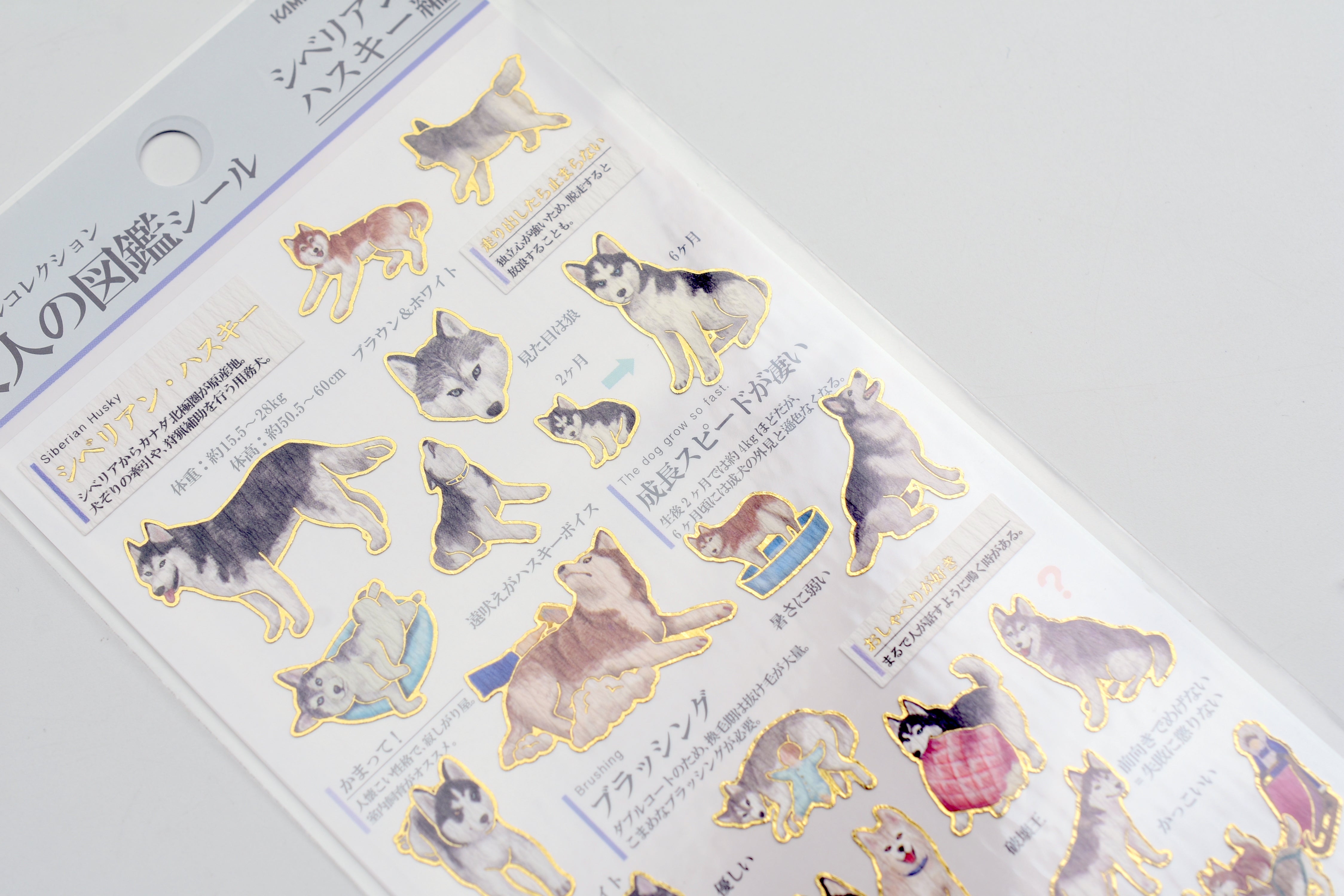 Kamio Illustrated Picture Book Stickers - Siberian Husky