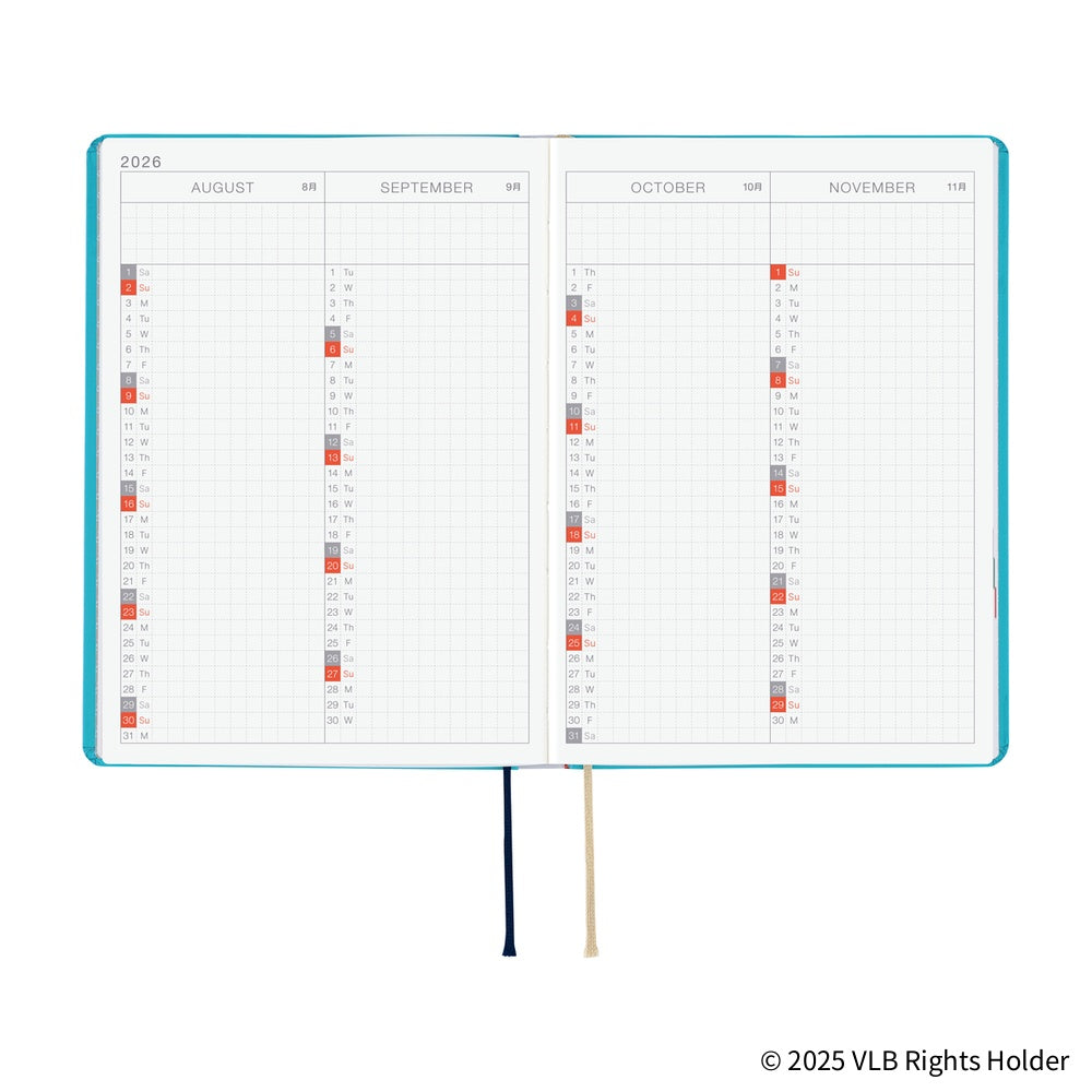 Hobonichi Techo 2026 Weeks – Agende Hebdomadaire Mince En Tissu Plaid Gris Fumé (début Janvier, Anglais) - 9
