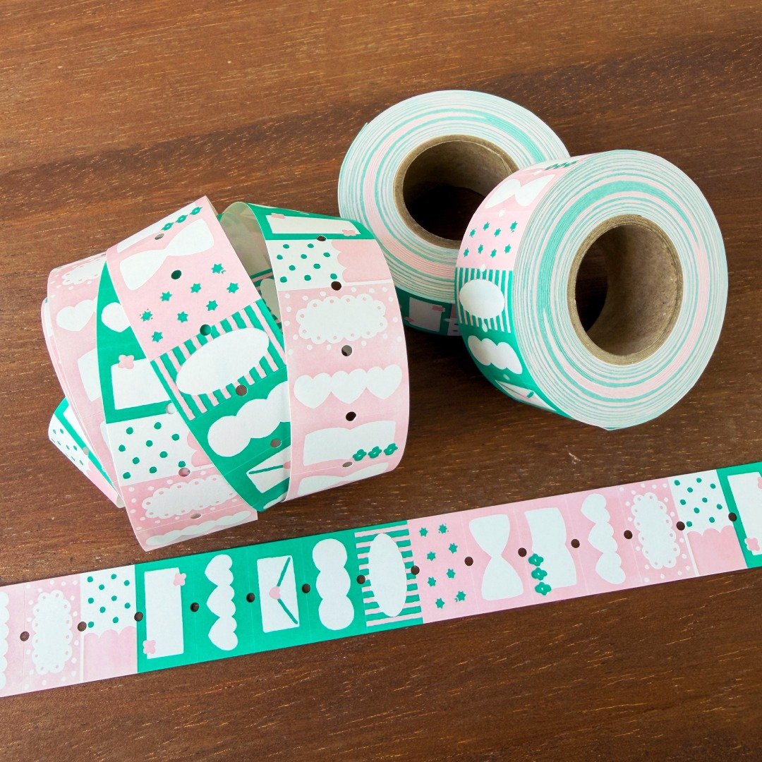 Stamp Marche Label Sticker Roll - Pop Mix - Green x Pink