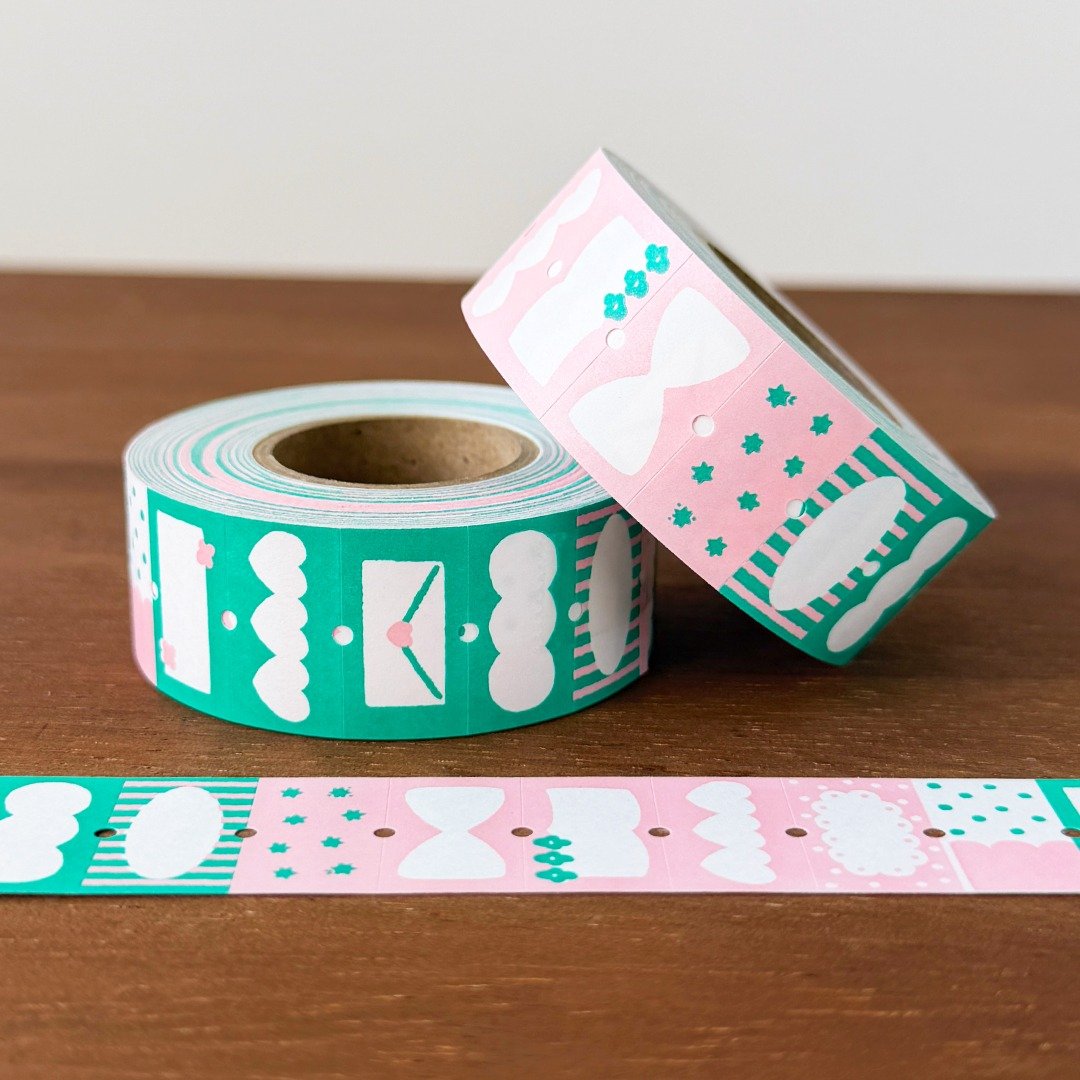 Stamp Marche Label Sticker Roll - Pop Mix - Green x Pink
