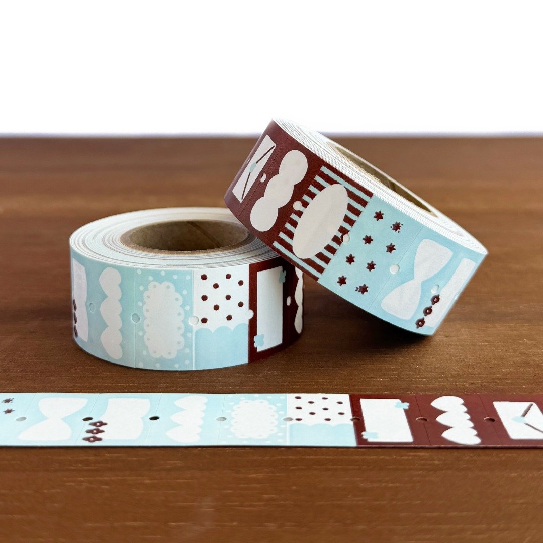 Stamp Marche Label Sticker Roll - Pop Mix - Brown x Blue