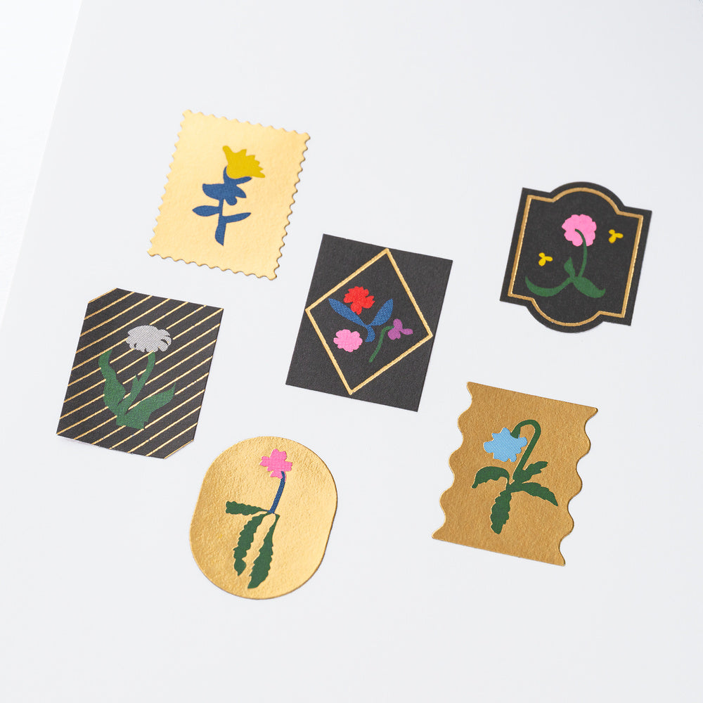 Hobonichi 2027 - Yoshie Watanabe: Foil-Stamped Stickers - Petit Bloom (Order Starts Aug 31st @ 10pm ET)