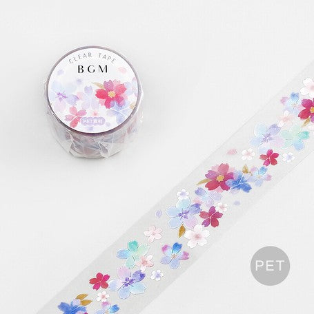 BGM Clear Masking Tape - Falling Flowers