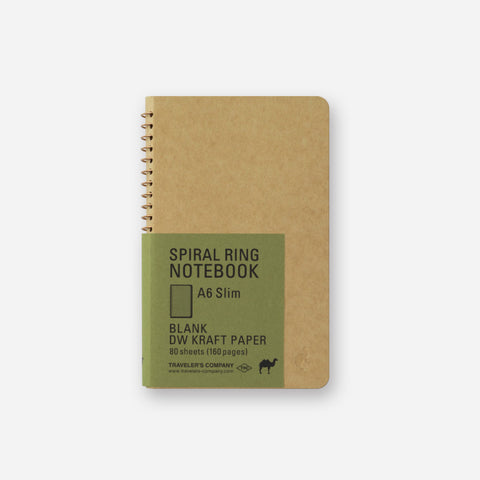 Traveler's Company - Spiral Ring Notebook - Blank DW Kraft Paper - A6 Slim